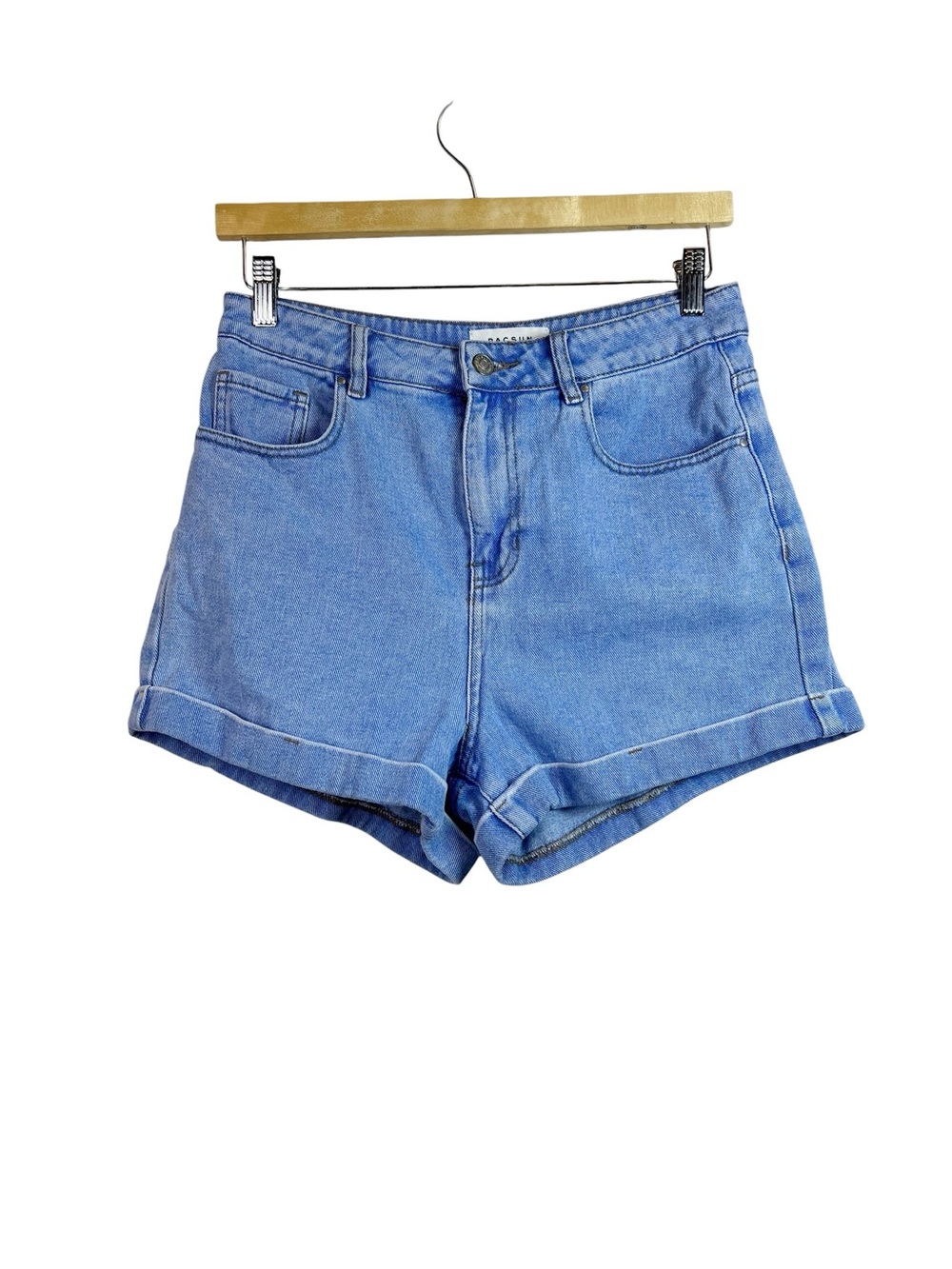 Pacsun Women’s Light Wash Denim Jean Mom Shorts Size 28 Cotton Cuffed Boho